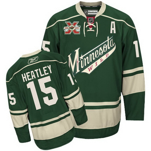 Brand Minnesota Wild 15 Dany Heatley Green NHL Hockey Jersey With 10TH Patch